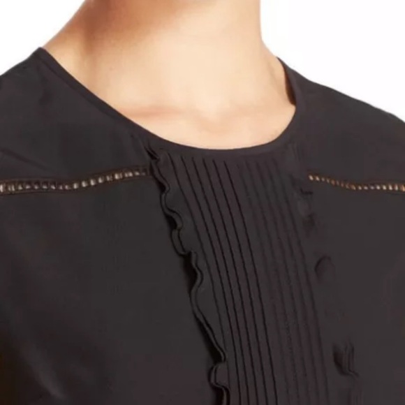 kate spade new york black pleated silk top 2 - Picture 3 of 5